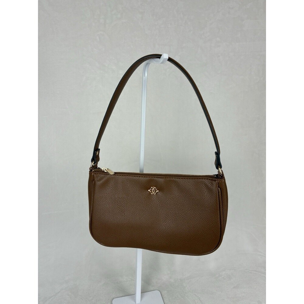 Nanette Lepore Mini Shoulder Bag Brown Faux Leather Preppy Clean Girl Minimalist